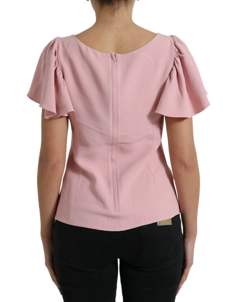 Dolce & Gabbana Pink Short Sleeves Round Neck Blouse Top - IT44 | L - Blouses
