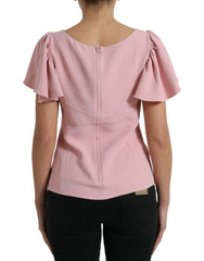 Dolce & Gabbana Pink Short Sleeves Round Neck Blouse Top - IT44 | L - Blouses