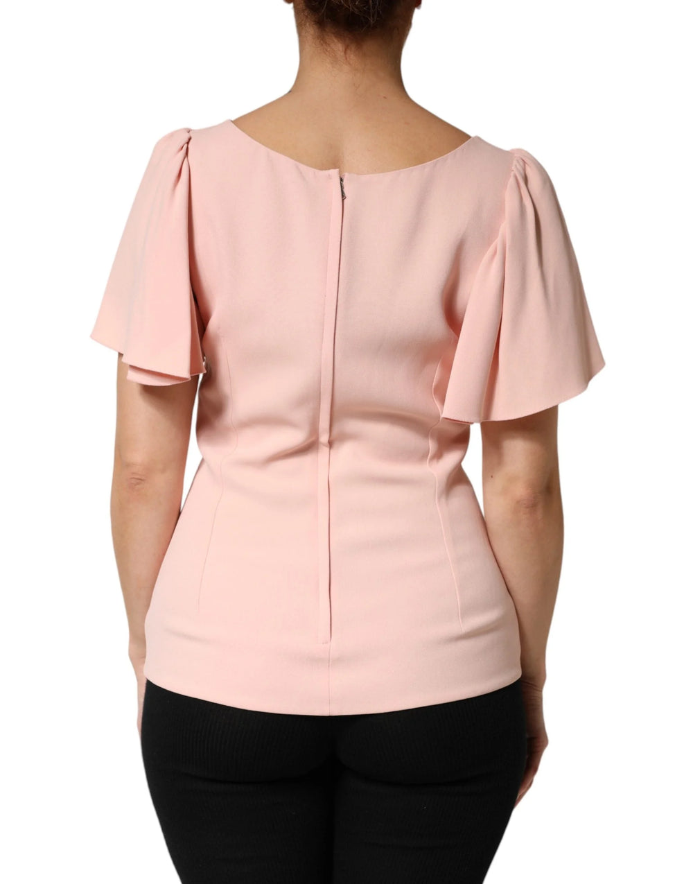 Dolce & Gabbana Pink Short Sleeves Round Neck Blouse Top - IT44 | L