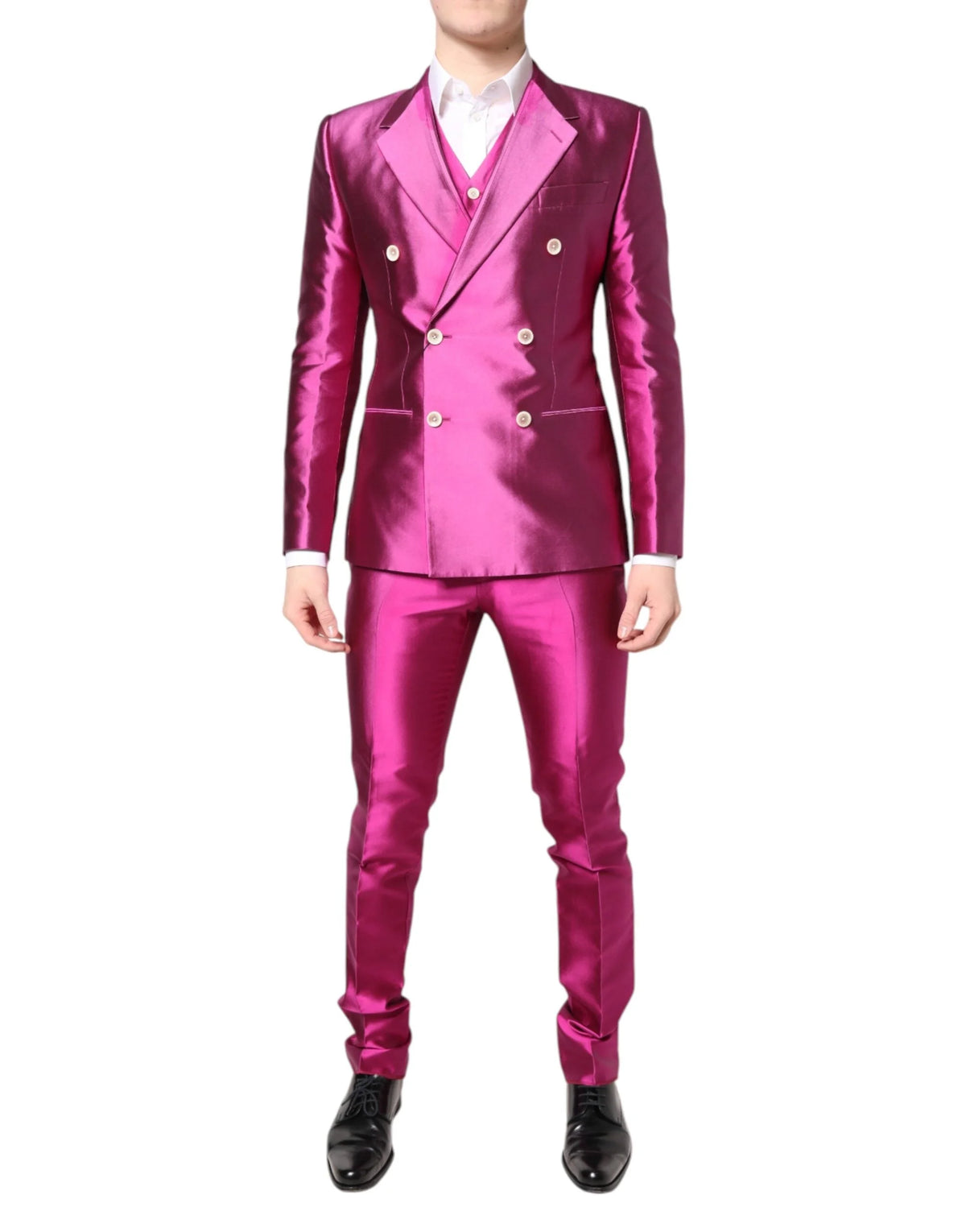 Dolce & Gabbana Pink SICILIA Double Breasted 3 Piece Suit - IT46 | S