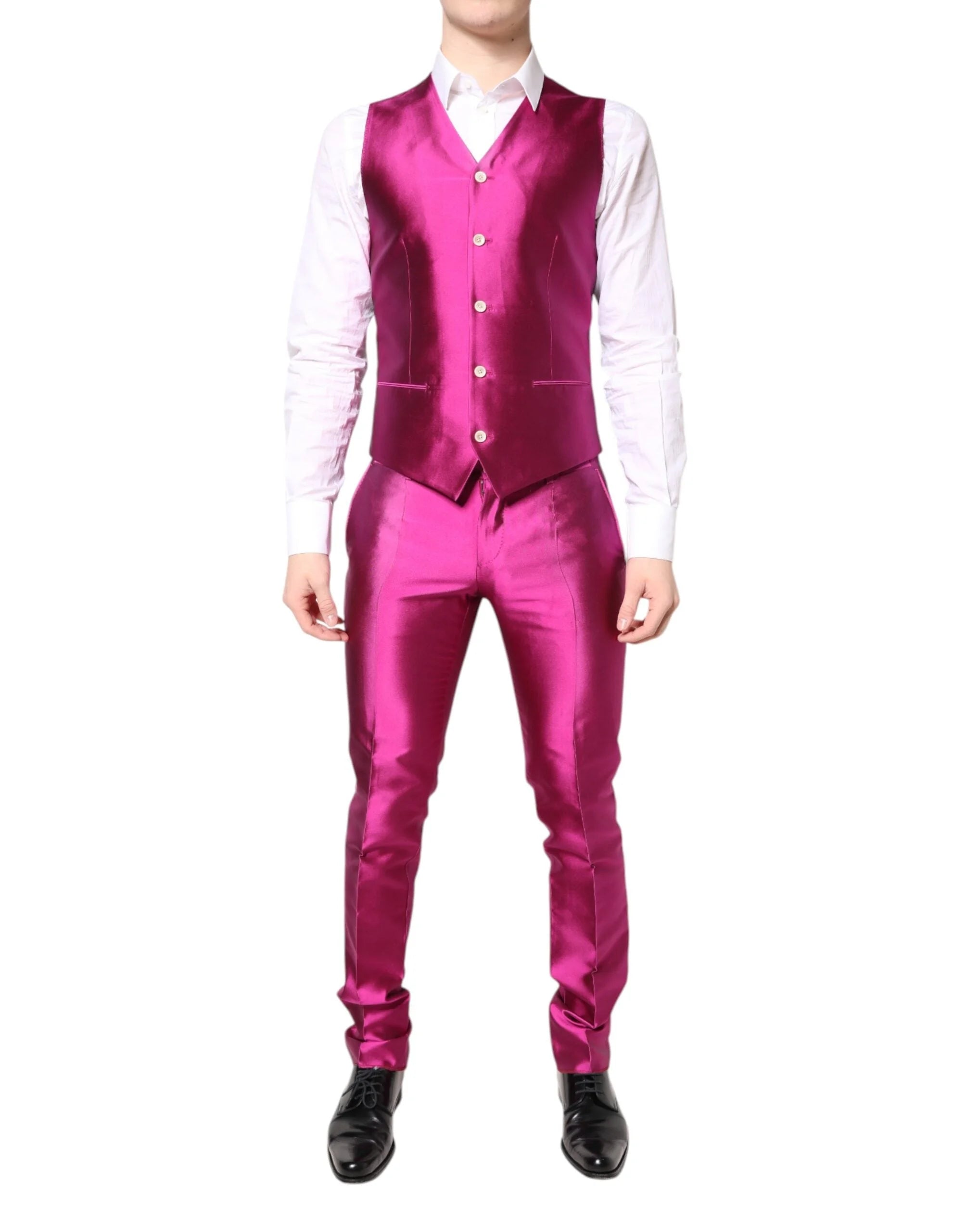 Dolce & Gabbana Pink SICILIA Double Breasted 3 Piece Suit - IT46 | S - Pant Suits