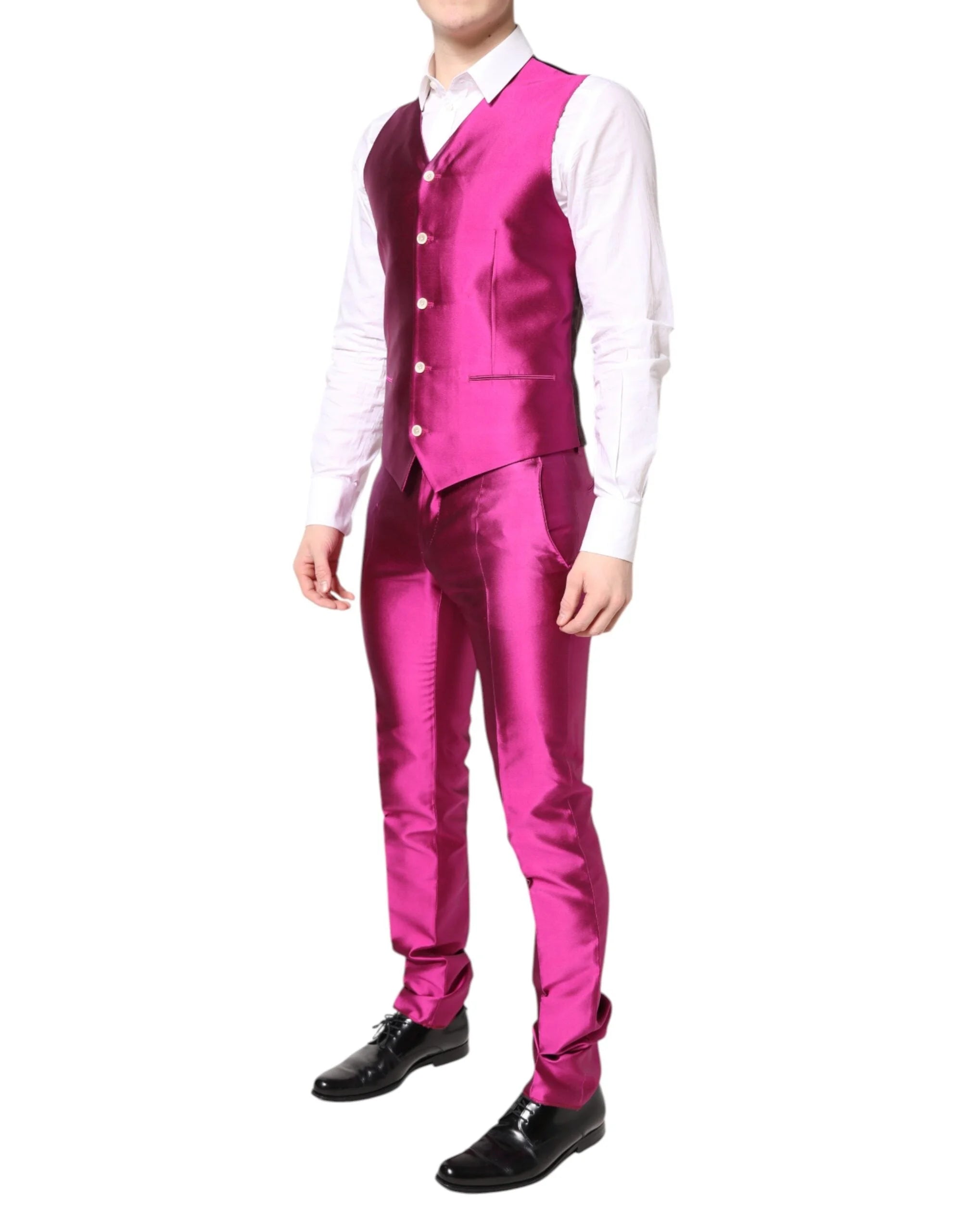 Dolce & Gabbana Pink SICILIA Double Breasted 3 Piece Suit - IT46 | S - Pant Suits
