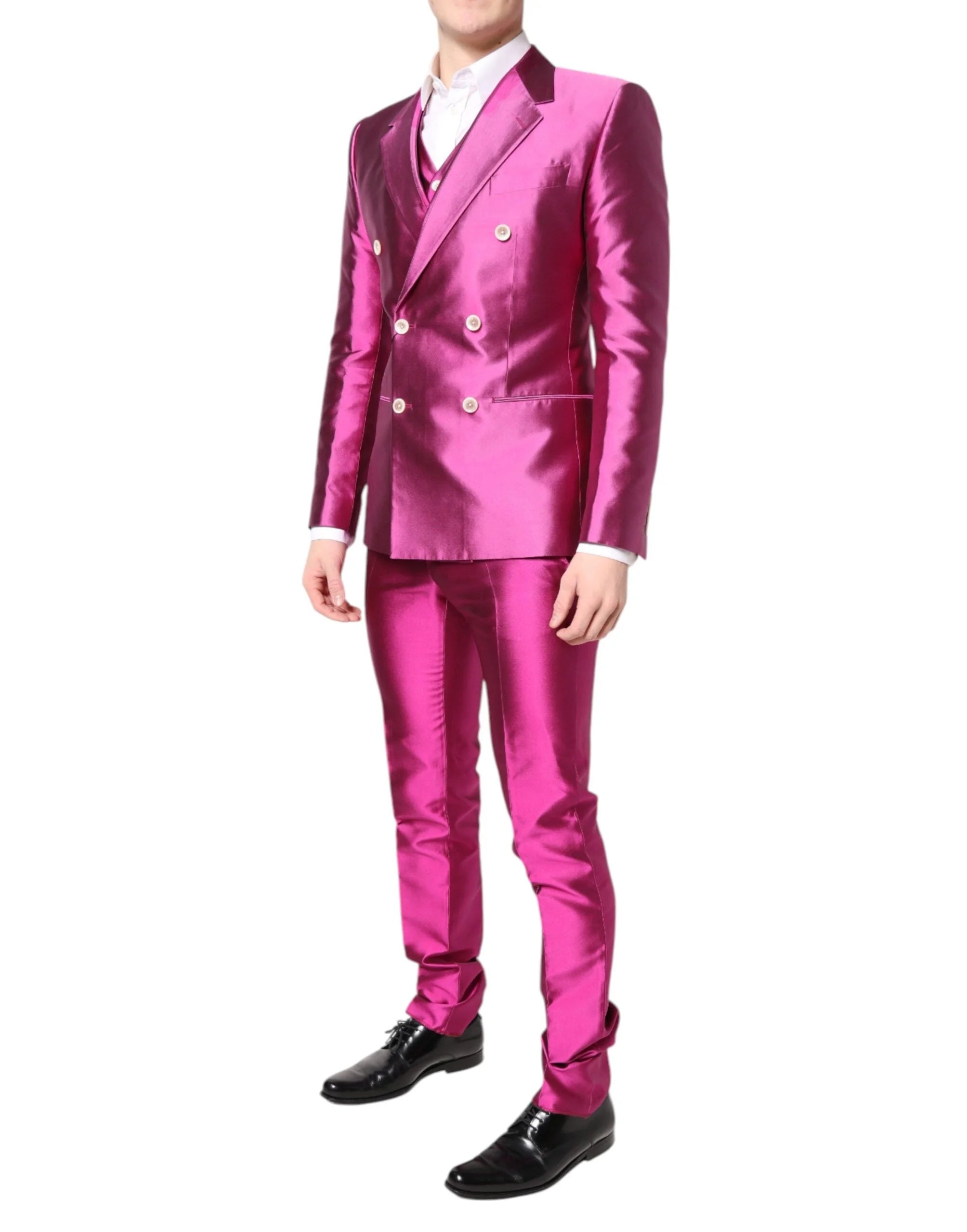 Dolce & Gabbana Pink SICILIA Double Breasted 3 Piece Suit - IT46 | S - Pant Suits