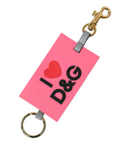 Dolce & Gabbana Pink Silicone DG Logo Gold Brass Keychain - Keychains