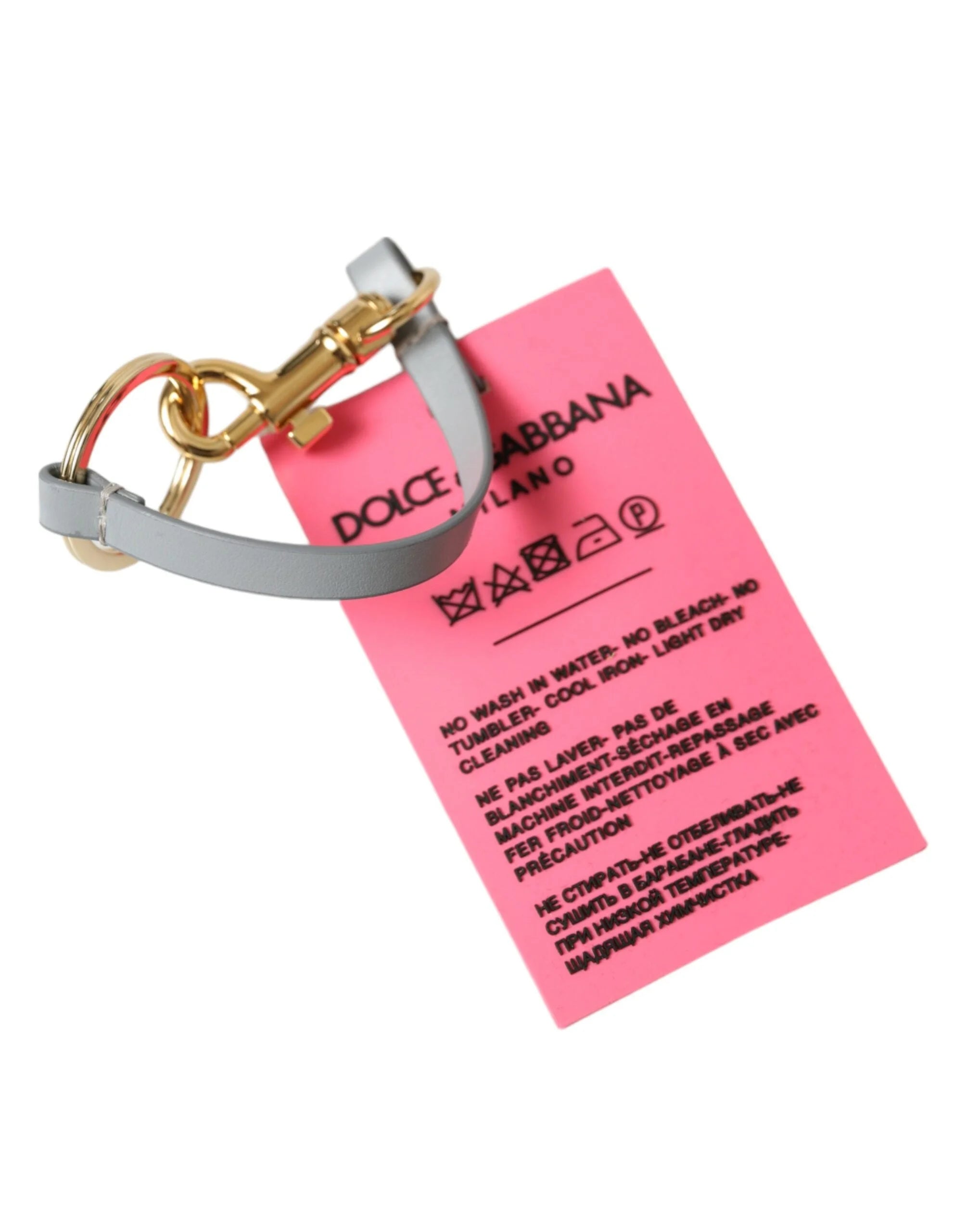 Dolce & Gabbana Pink Silicone DG Logo Gold Brass Keychain - Keychains