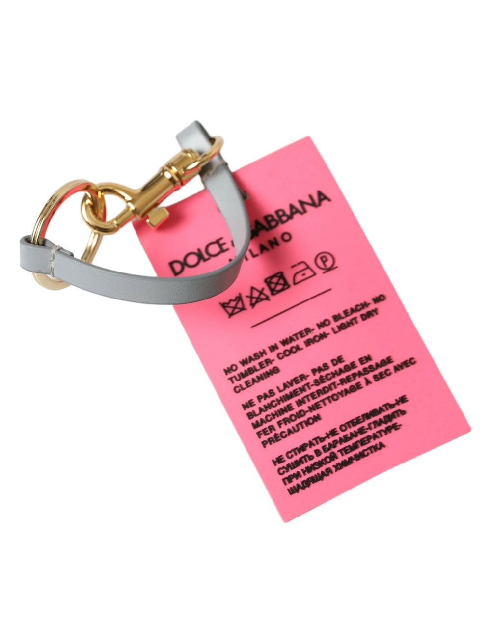 Dolce & Gabbana Pink Silicone DG Logo Gold Brass Keychain - Keychains