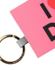 Dolce & Gabbana Pink Silicone DG Logo Gold Brass Keychain - Keychains