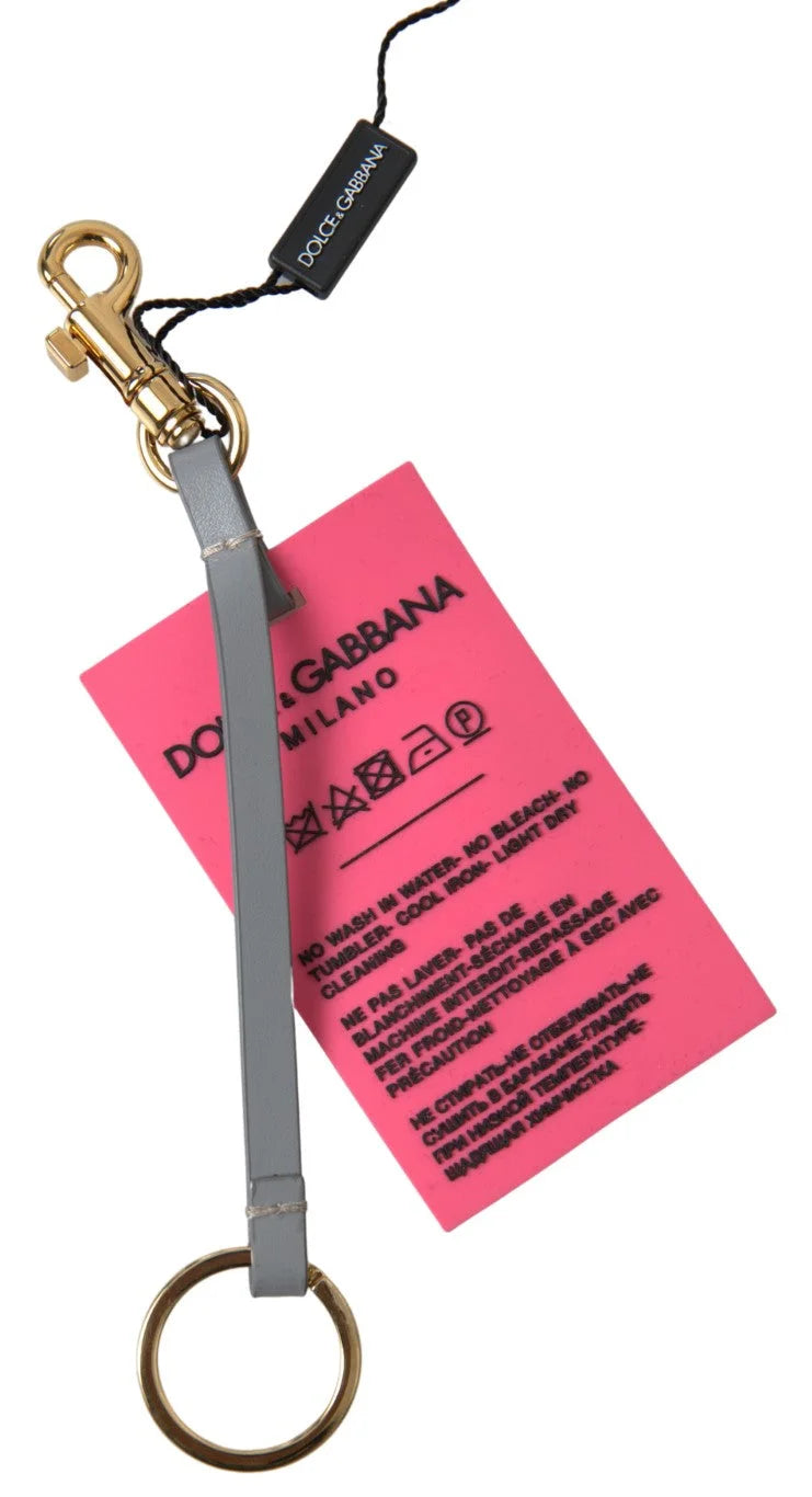 Dolce & Gabbana Pink Silicone DG Logo Gold Brass Keyring Women Keychain - Keychains