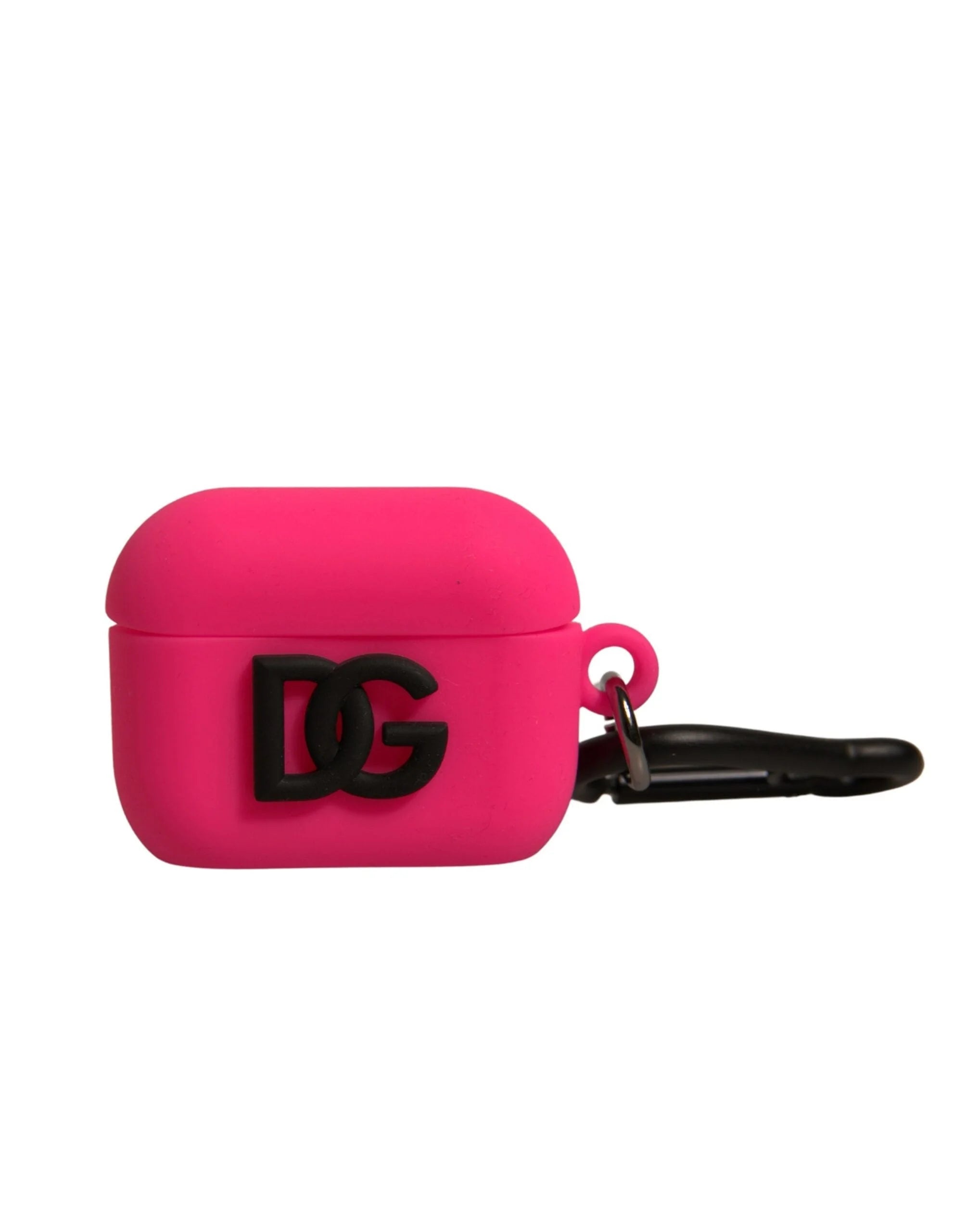 Dolce & Gabbana Pink Silicone Rubber Logo Embossed Airpods Case - Headphone Carrying Cases