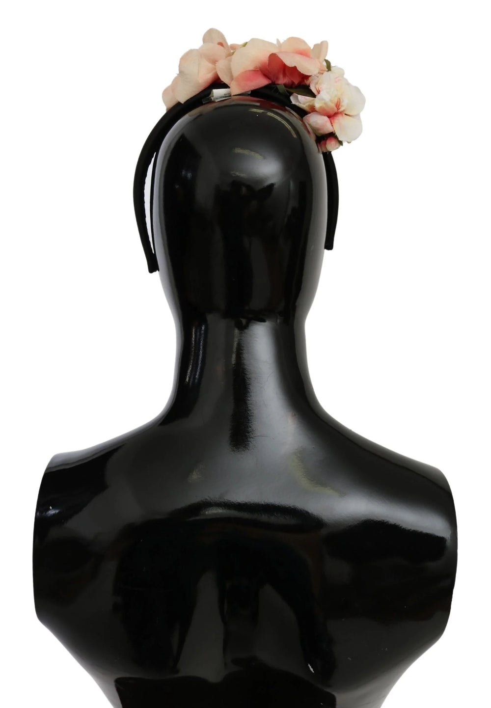 Dolce & Gabbana Pink Silk Black Floral Headband Logo Diadem - Headbands