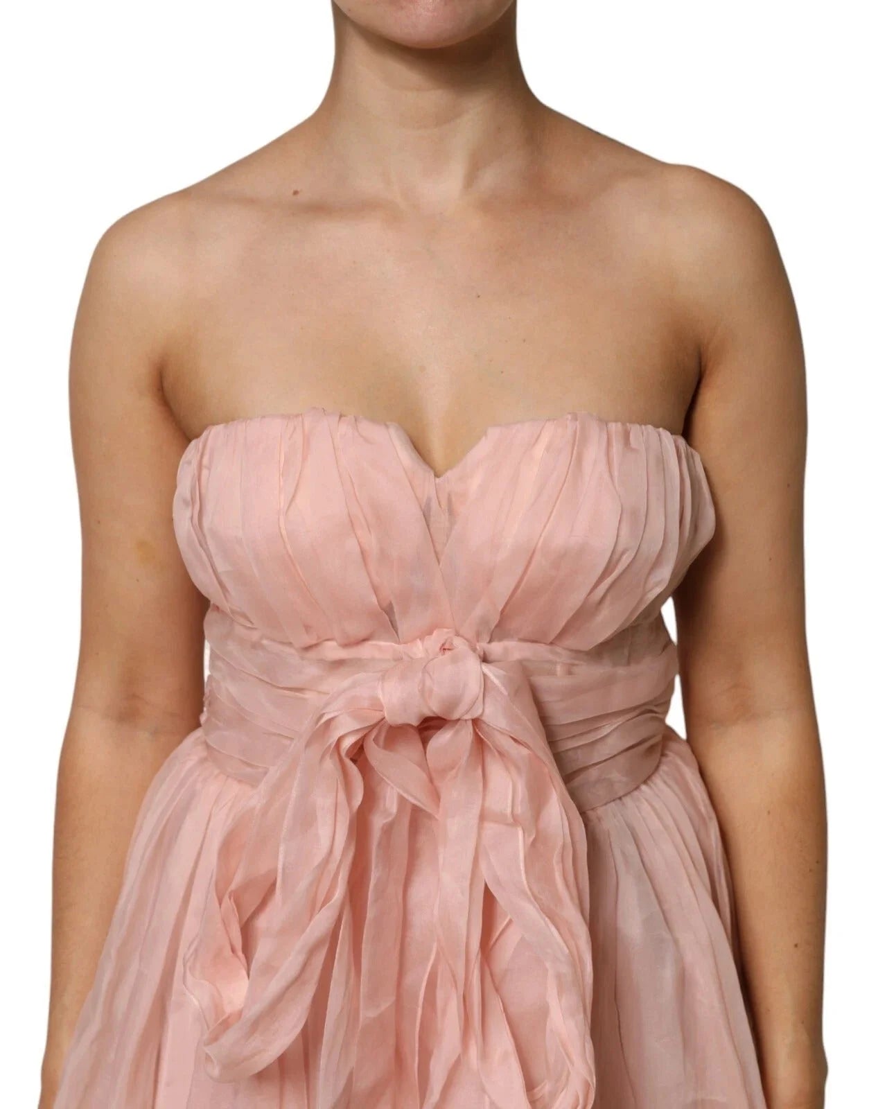 Dolce & Gabbana Pink Silk Chiffon A-line Pleated Midi Dress - IT42|M - Dresses