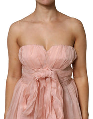 Dolce & Gabbana Pink Silk Chiffon A-line Pleated Midi Dress - IT42|M - Dresses