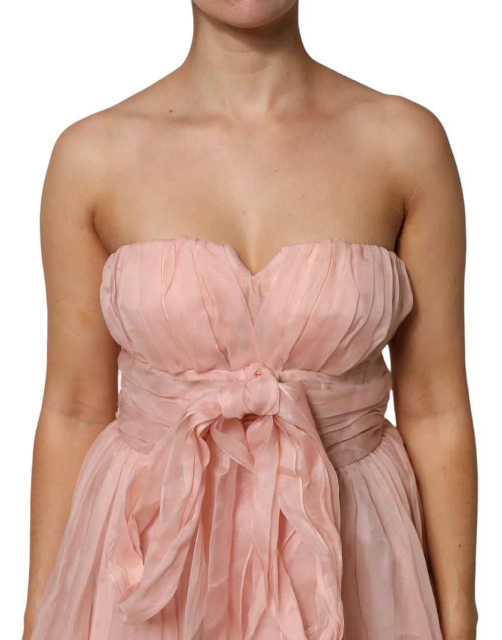 Dolce & Gabbana Pink Silk Chiffon A-line Pleated Midi Dress - IT42|M - Dresses