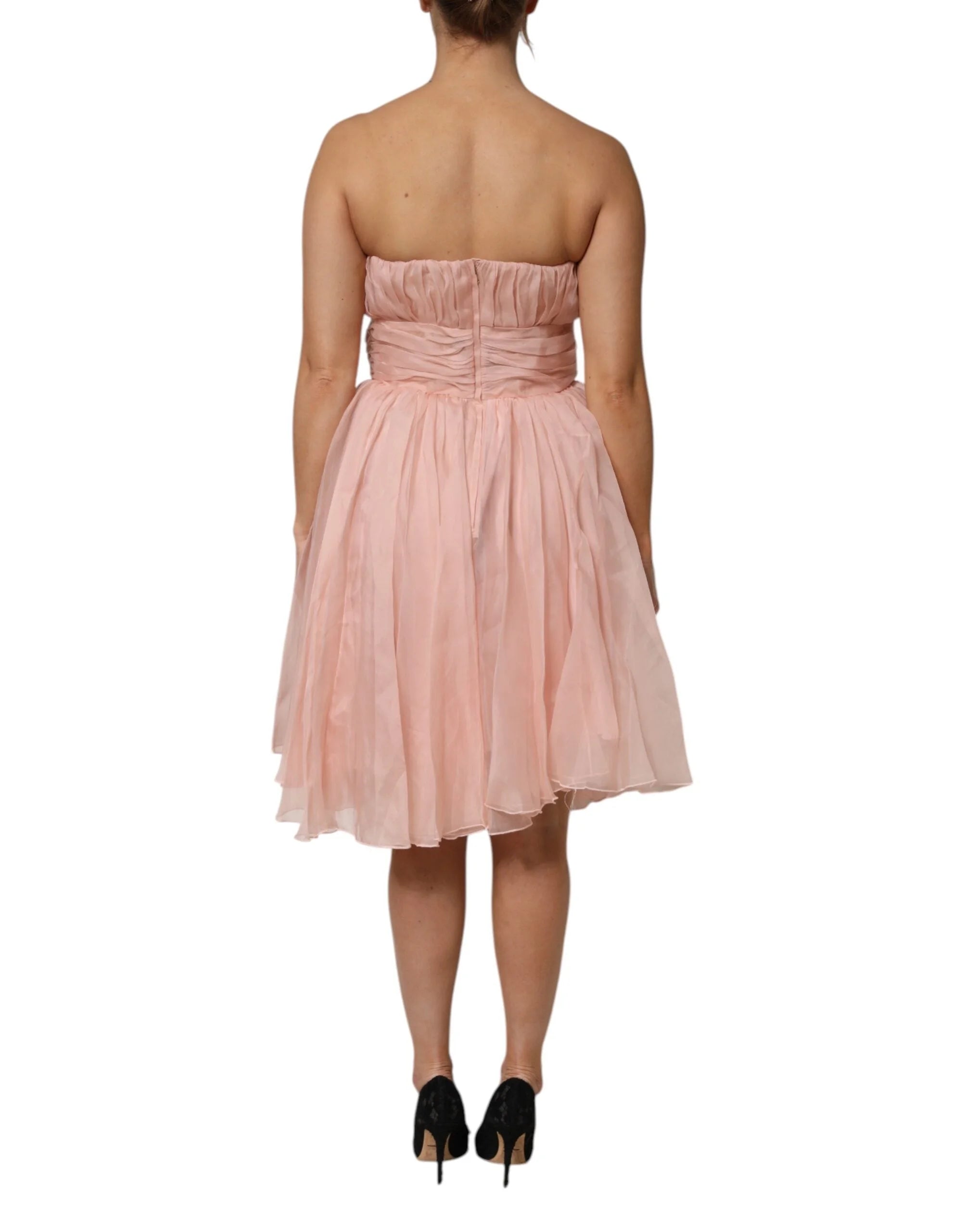 Dolce & Gabbana Pink Silk Chiffon A-line Pleated Midi Dress - IT42|M - Dresses