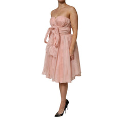 Dolce & Gabbana Pink Silk Chiffon A-line Pleated Midi Dress - IT42|M - Dresses