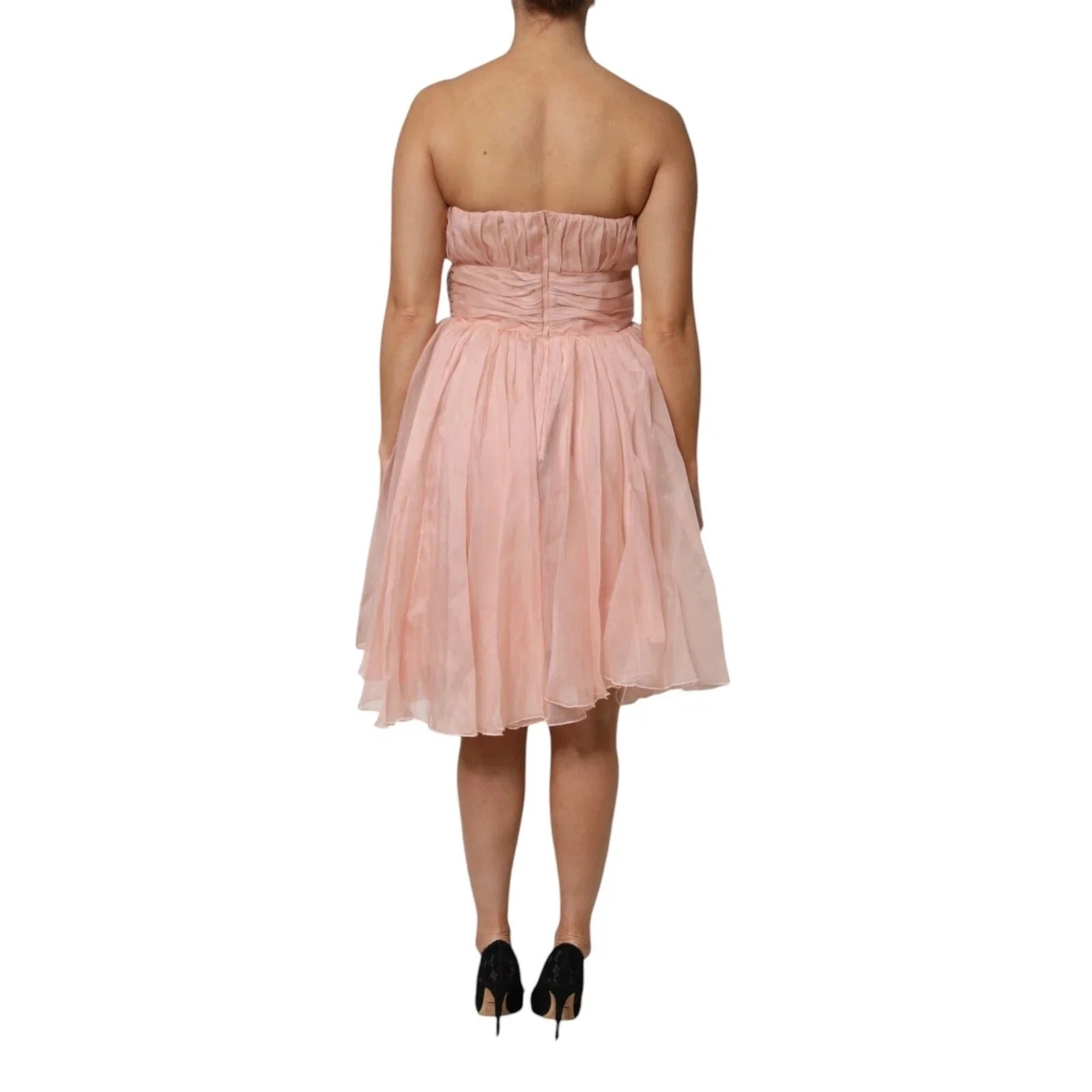 Dolce & Gabbana Pink Silk Chiffon A-line Pleated Midi Dress - IT42|M - Dresses