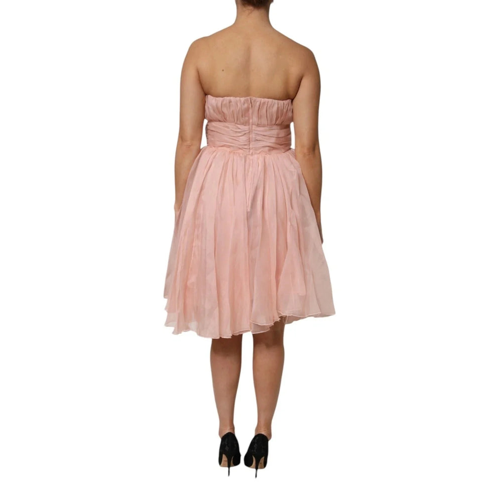 Dolce & Gabbana Pink Silk Chiffon A-line Pleated Midi Dress - IT42|M - Dresses