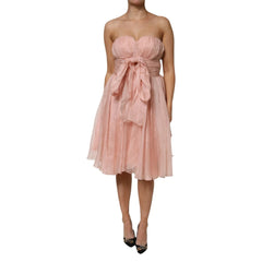 Dolce & Gabbana Pink Silk Chiffon A-line Pleated Midi Dress - IT42|M - Dresses