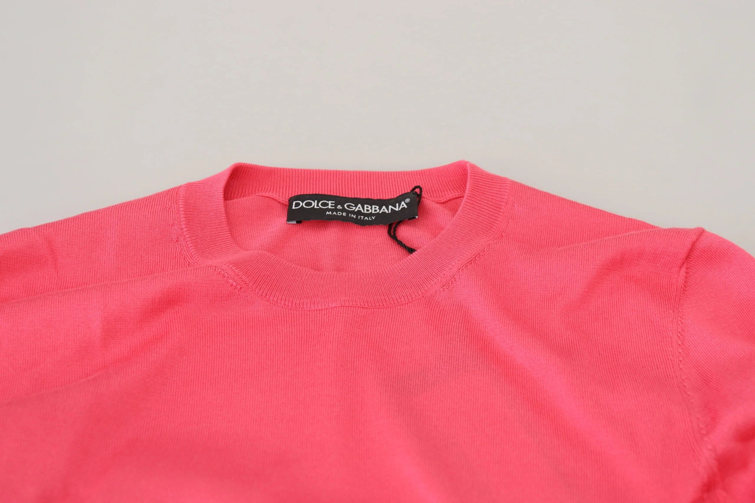 Dolce & Gabbana Pink Silk Cropped Crewneck Pullover Sweater - IT36|XXS - Sweaters