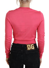 Dolce & Gabbana Pink Silk Cropped Crewneck Pullover Sweater - IT36|XXS - Sweaters