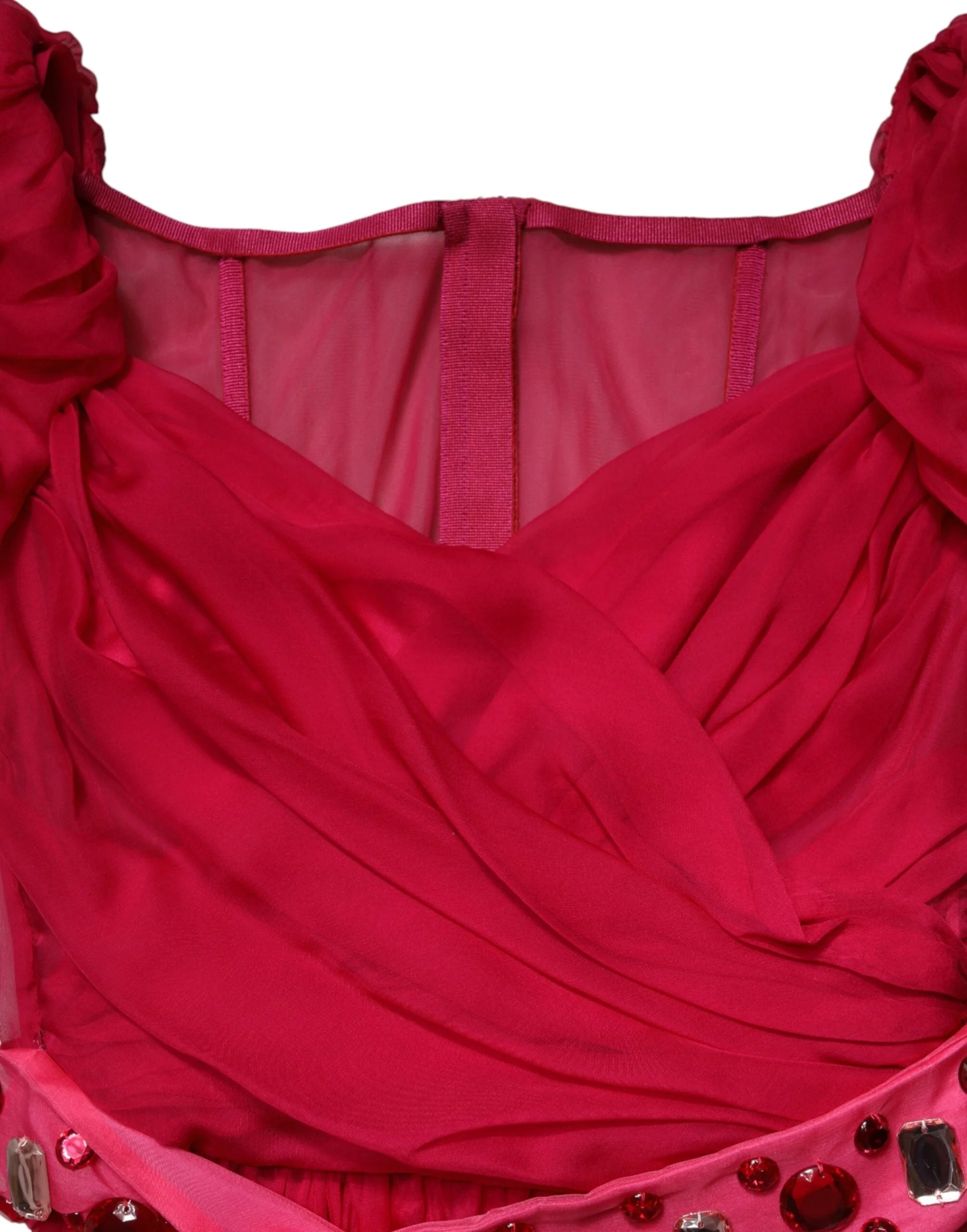 Dolce & Gabbana Pink Silk Embellished A-line Midi Dress - IT40|S - Dresses