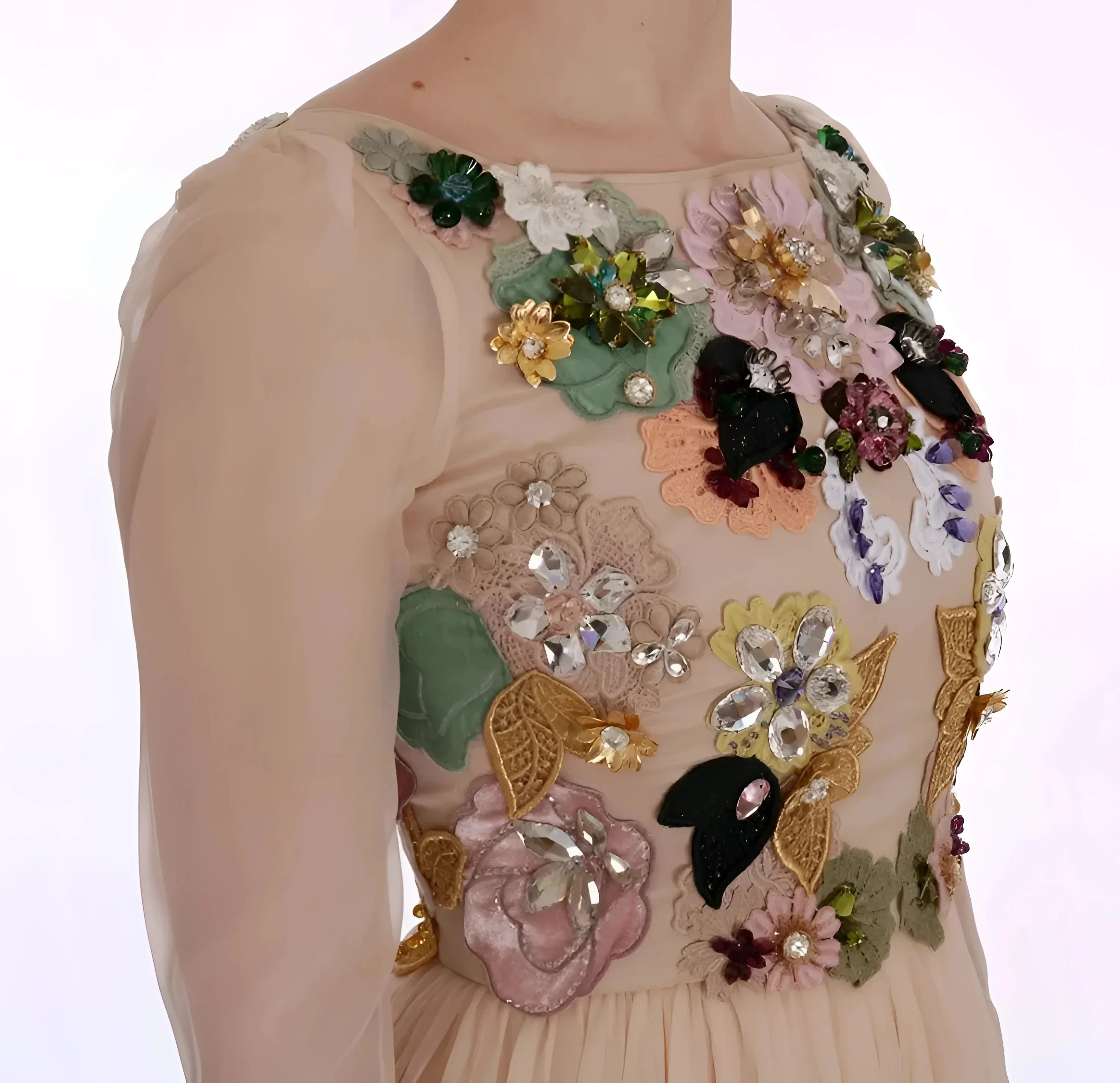 Dolce & Gabbana Pink Silk Floral Crystal Maxi Gown Dress - IT38 | S - Dresses