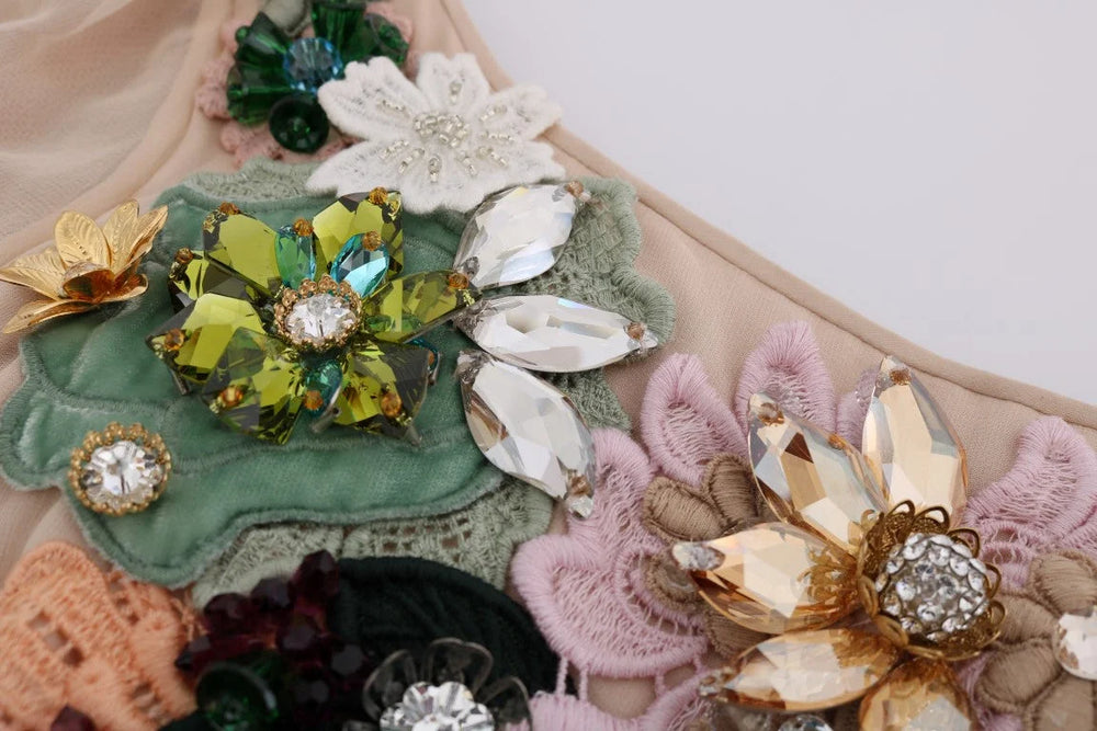 Dolce & Gabbana Pink Silk Floral Crystal Maxi Gown Dress - IT38 | S - Dresses