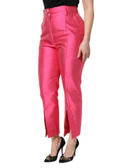 Dolce & Gabbana Pink Silk High Waist Tapered Pants - Trousers
