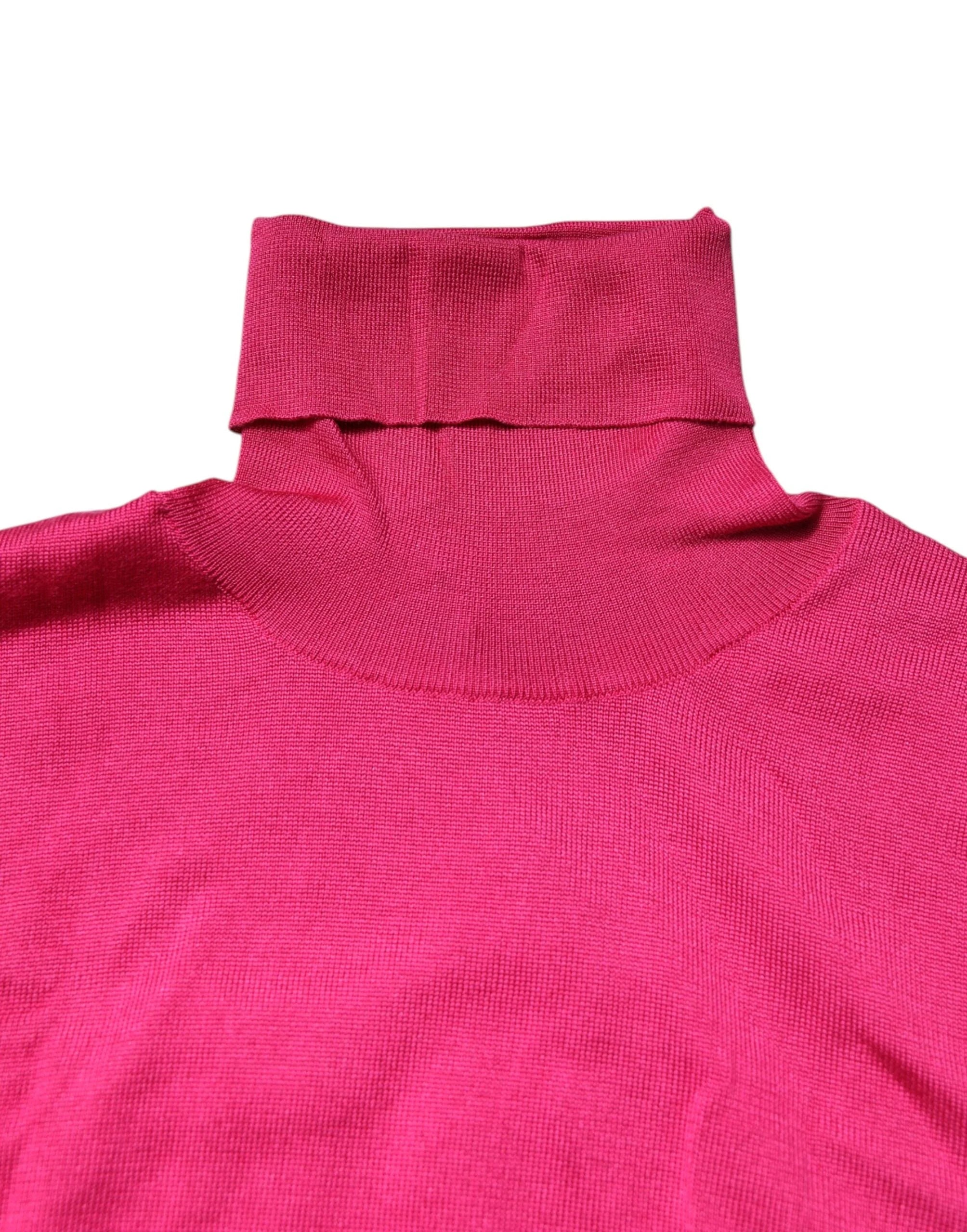 Dolce & Gabbana Pink Silk Knitted Turtleneck Cropped Top - Sweaters