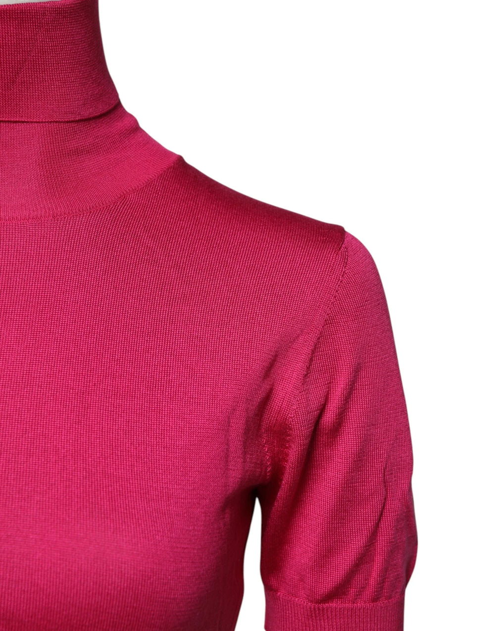 Dolce & Gabbana Pink Silk Knitted Turtleneck Cropped Top - Sweaters