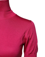 Dolce & Gabbana Pink Silk Knitted Turtleneck Cropped Top - Sweaters