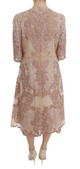 Dolce & Gabbana Pink Silk Lace Ricamo Shift Gown Dress - IT38|XS - Dresses