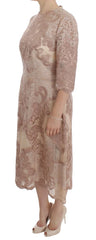 Dolce & Gabbana Pink Silk Lace Ricamo Shift Gown Dress - IT38|XS - Dresses