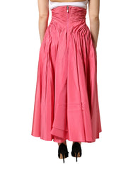 Dolce & Gabbana Pink Silk Pleated High Waist Midi Skirt - IT40|S