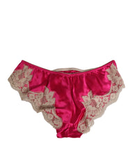 Dolce & Gabbana Pink Silk Satin Lace Trim New Slip Underwear - IT3 | M