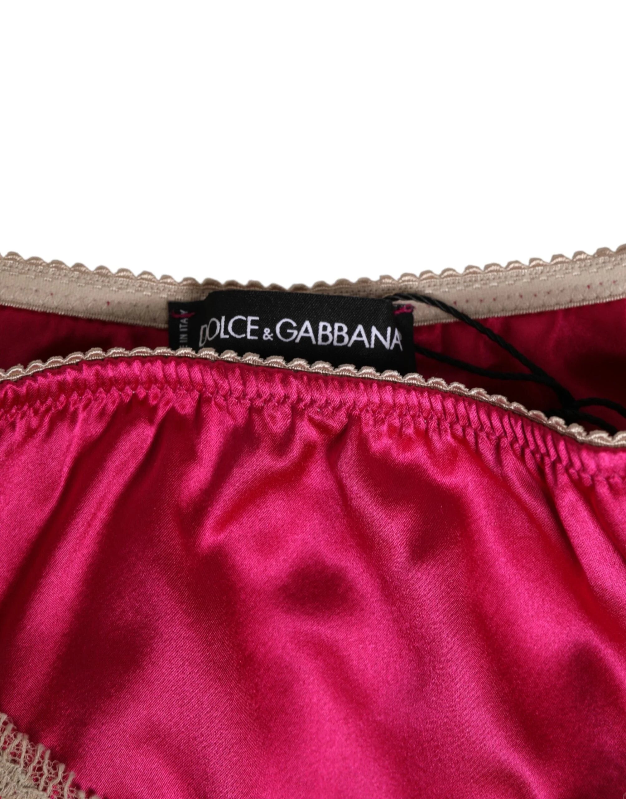 Dolce & Gabbana Pink Silk Satin Lace Trim New Slip Underwear - IT3 | M