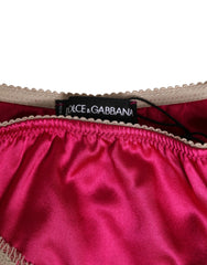 Dolce & Gabbana Pink Silk Satin Lace Trim New Slip Underwear - IT3 | M