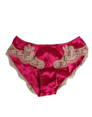 Dolce & Gabbana Pink Silk Satin Lace Trim New Slip Underwear - IT3 | M