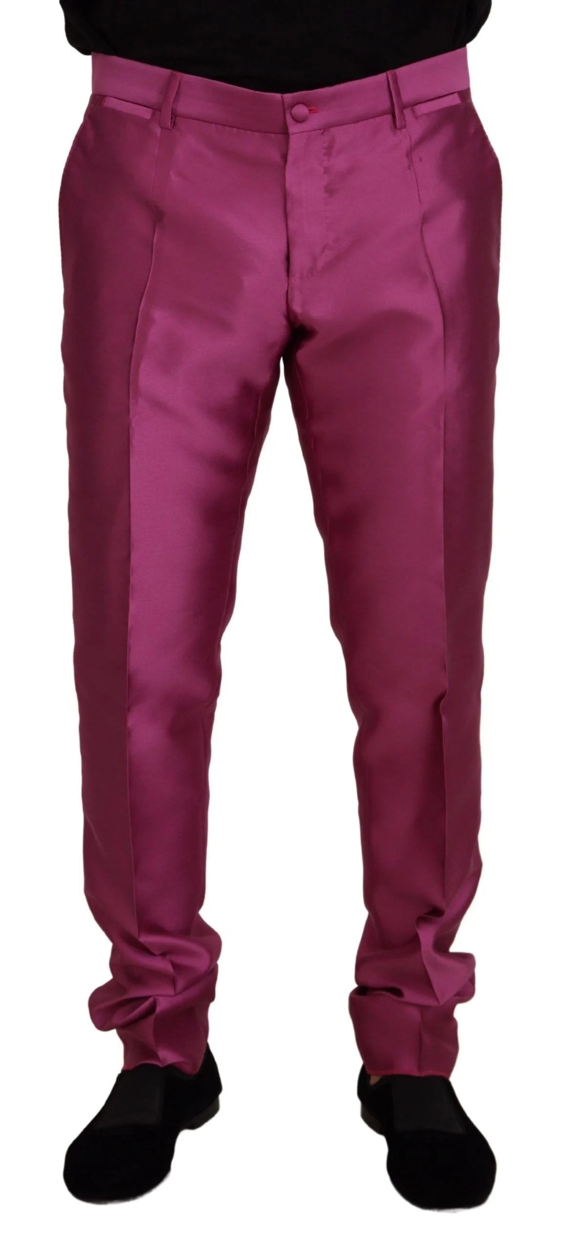 Dolce & Gabbana Pink Silk Slim Trousers Dress Formal Pants - Trousers