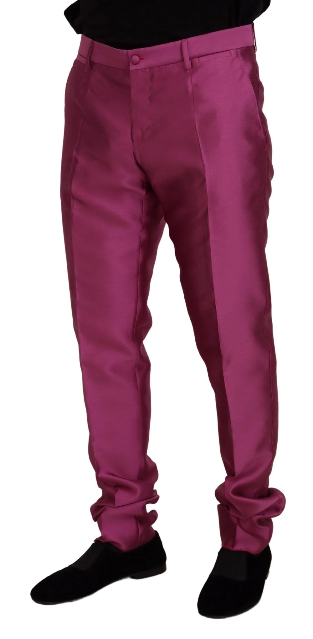 Dolce & Gabbana Pink Silk Slim Trousers Dress Formal Pants - Trousers