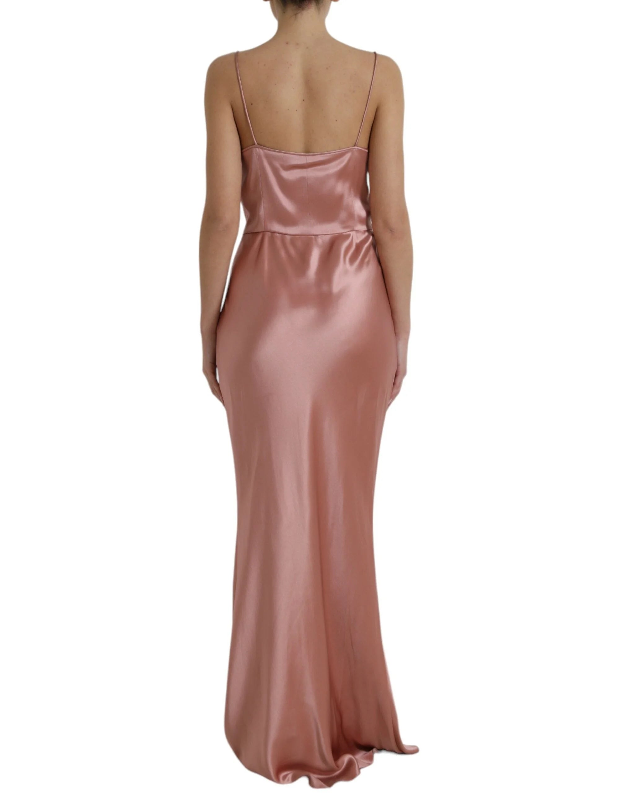 Dolce & Gabbana Pink Silk Spaghetti Straps Long Gown Dress - IT44 | L - Dresses