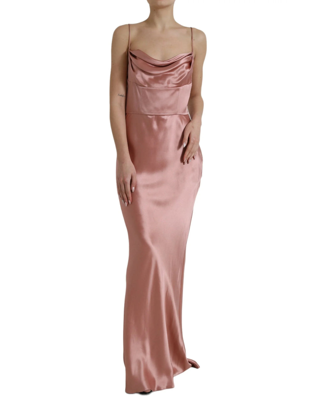 Dolce & Gabbana Pink Silk Spaghetti Straps Long Gown Dress - IT44 | L - Dresses