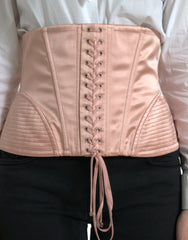 Dolce & Gabbana Pink Silk Stretch Belt Waist Strap Corset Top - IT44 | L - Blouses