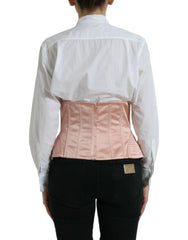 Dolce & Gabbana Pink Silk Stretch Belt Waist Strap Corset Top - IT44 | L - Blouses