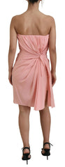Dolce & Gabbana Pink Silk Stretch Strapless Sheath Dress - Dresses