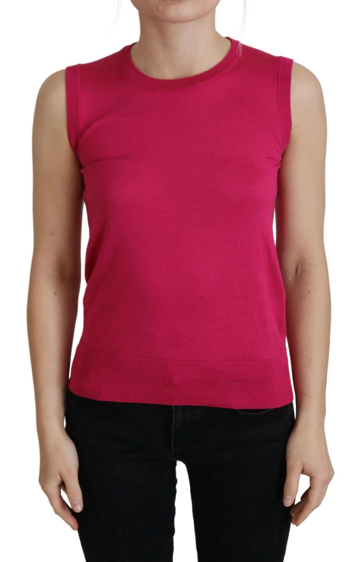 Dolce & Gabbana Pink Silk Vest Pullover Crewneck Tank Top - Tank Tops