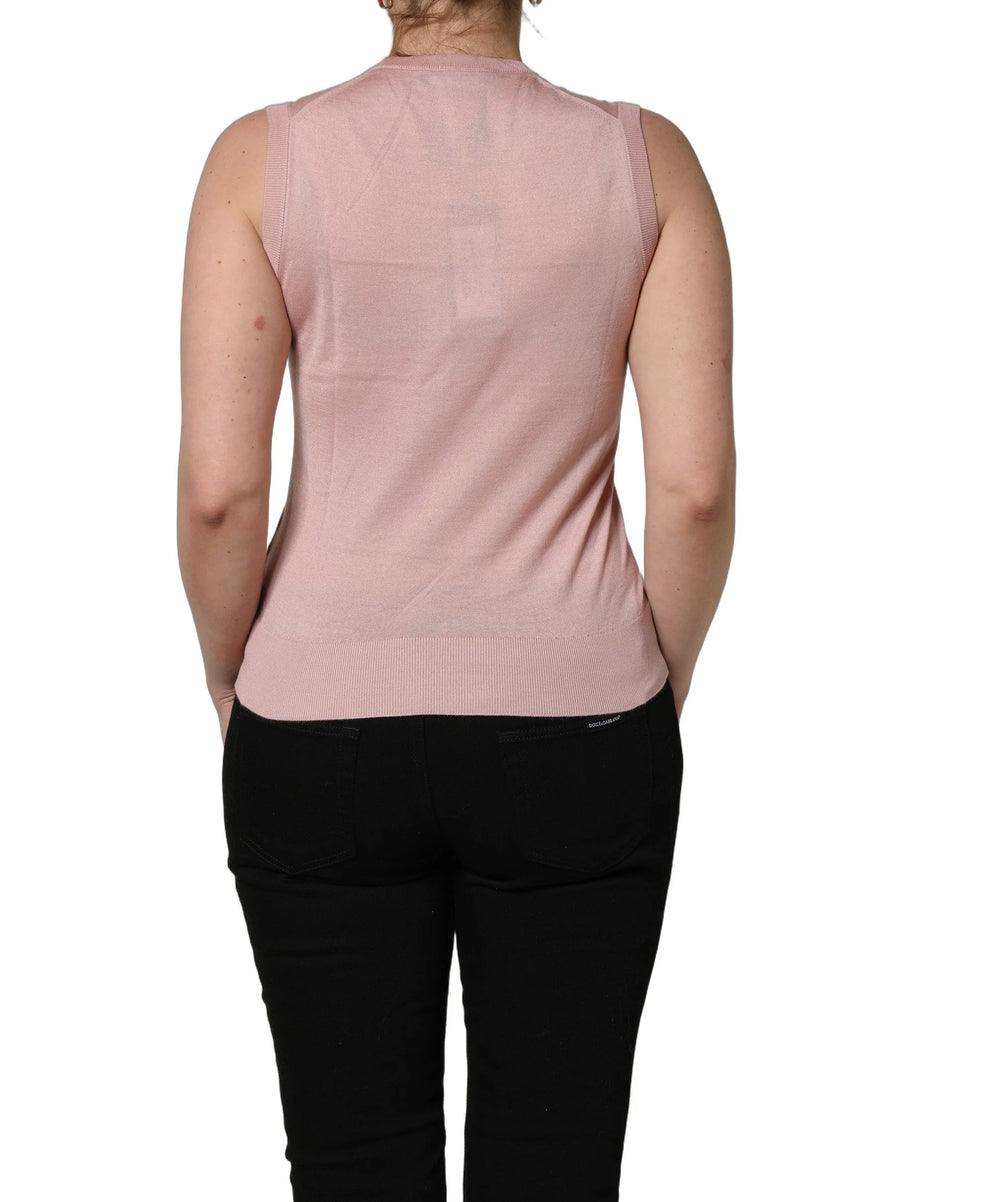 Dolce & Gabbana Pink Sleeveless Cashmere Knitted Tank Top - IT40|S