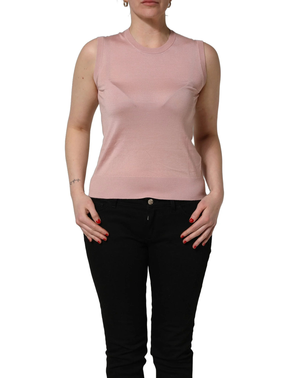 Dolce & Gabbana Pink Sleeveless Cashmere Knitted Tank Top - IT40|S