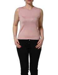 Dolce & Gabbana Pink Sleeveless Cashmere Knitted Tank Top - IT40|S