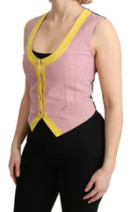 Dolce & Gabbana Pink Sleeveless Waistcoat Vest Cotton Top - IT38|XS - Tank Tops